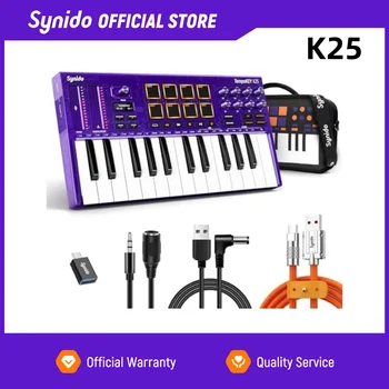 Synido Tempokey K25 USB MIDI Keyboard-Controller, Beat-Maker-Gerät für Musikproduktion, mit Drum-Pads