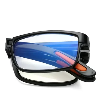 Klappbare Lesebrille mit Etui, Anti-Blaulicht-Brille, Presbyopie, Retro, Unisex, Taschenbrille, tragbare