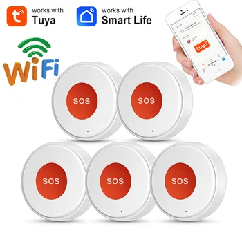 Tuya WiFi SOS-Taste One Key Notfall Drahtlose Sicherheit Alarm Panik Gerät für Ältere Kinder Hause Sicherheit