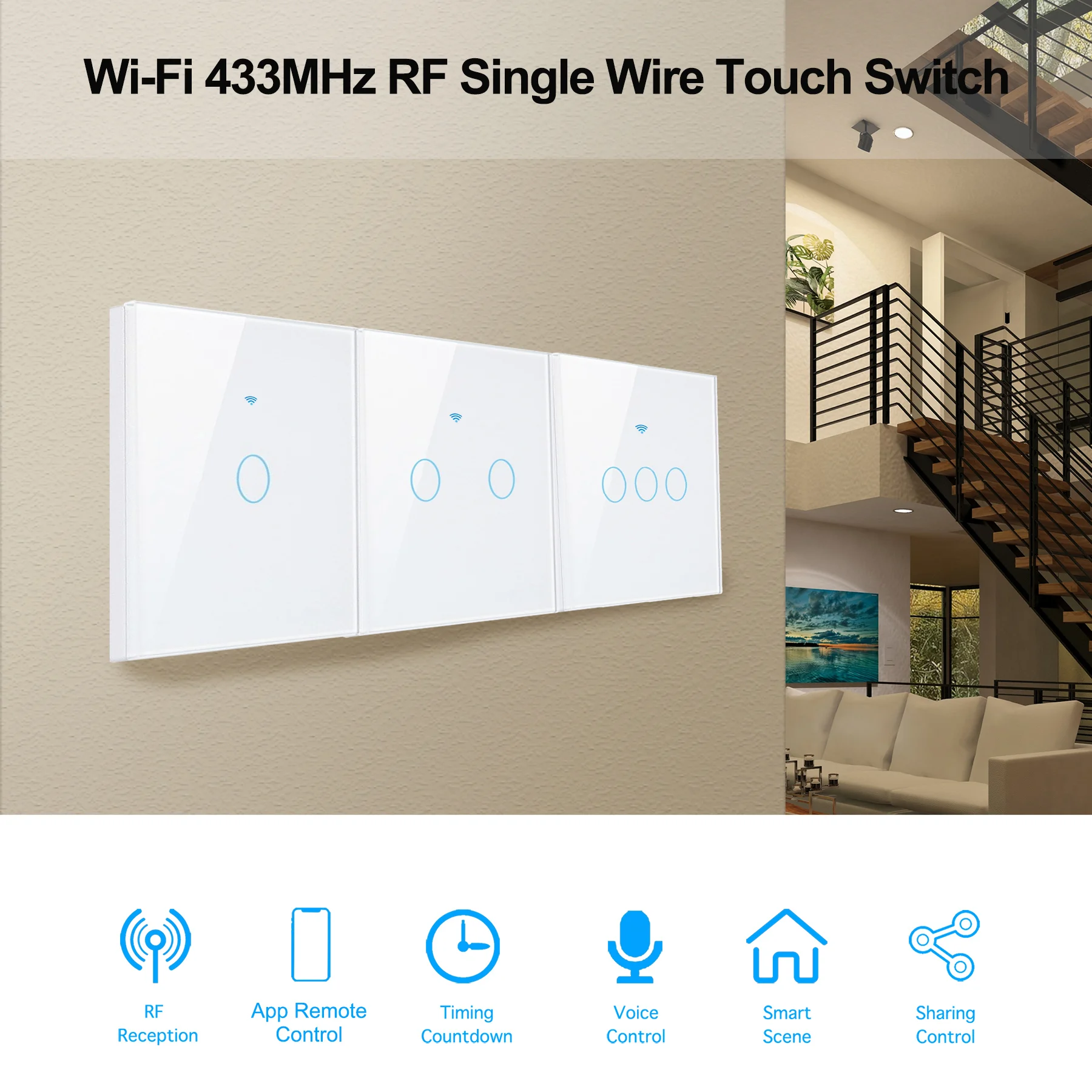 EU WiFi Smart Licht Schalter Kein Neutralleiter Touch – Bild 2