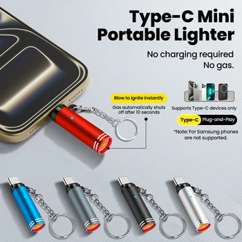 Typ-C Mobiler Zigarettenanzünder-Adapter mit Luftblasfunktion, Tragbares Mini-Zigarettenanzünder-Gerät für den