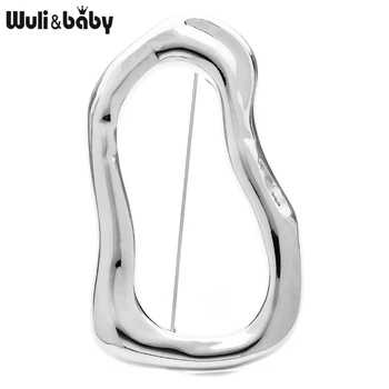 Wuli&baby Edelstahl Großen Kreis Broschen Pins Für Frauen Männer 2-farbe Allgleiches Geometrische Brosche