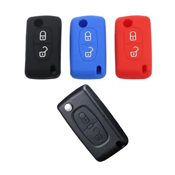 2 knöpfe silikon auto schlüssel fall abdeckung flip remote auto schlüssel halter shell fob für citroen c2 c3