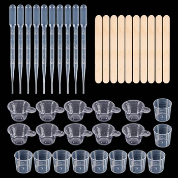 Gießwerkzeug-Set zum Mischen von Harz, 10 Rührbecher, 10 Messbecher, 10 Holzstäbe, 10 Tropfer, DIY-Handwerk