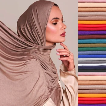 New Jersey Damen muslimischen Ramadan Mode Modal Baumwolle Jersey Hijab Damen einfarbige weiche Hijab lange