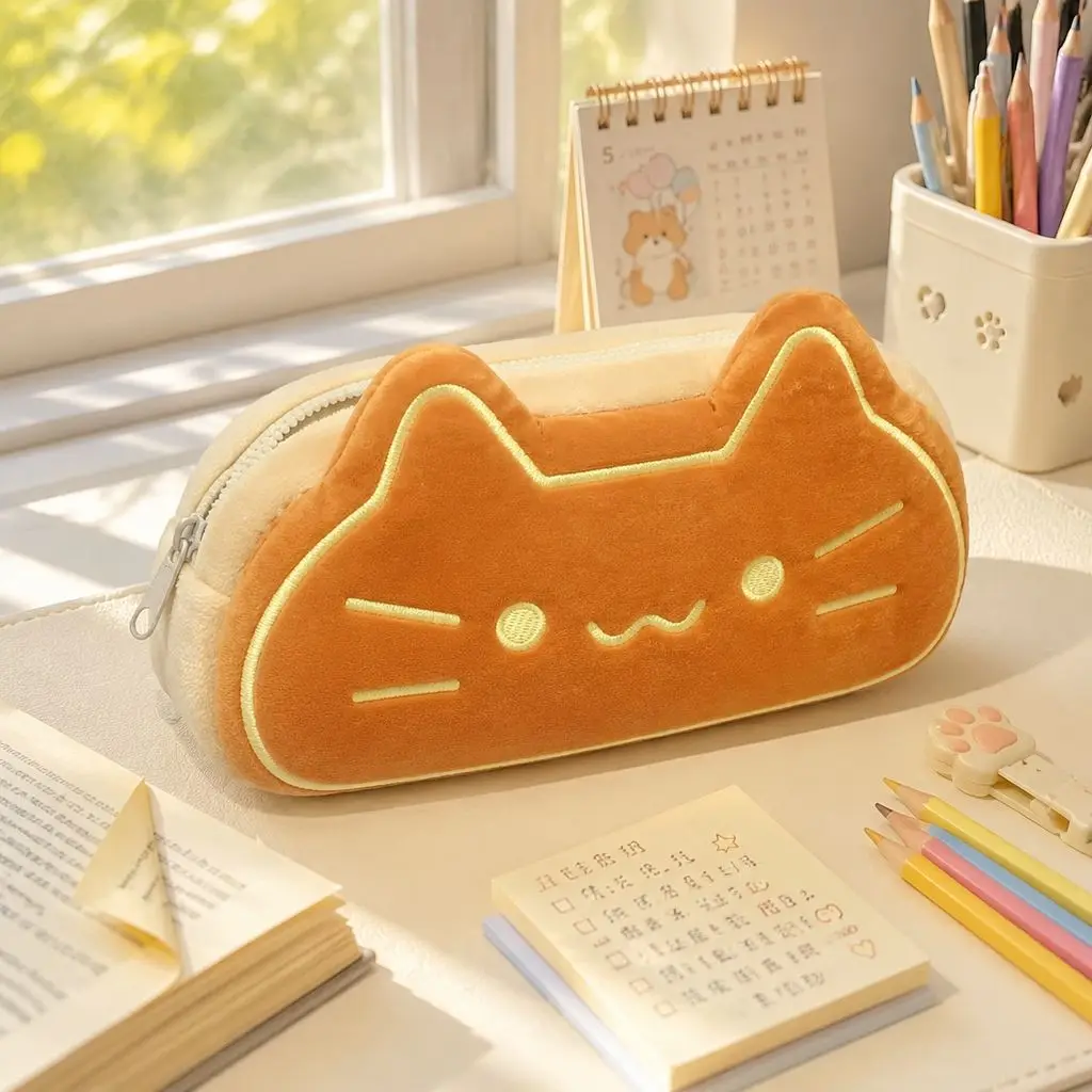 Kawaii Katzen-Plüsch-Federmäppchen, tragbare Stifttasche – Bild 5
