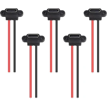 Typ-C Weibliche Chassis 2 Pin Typ-C Buchse Stecker Wasserdichte Jack Weibliche Lade Port 3A USB-C (5 Stück)