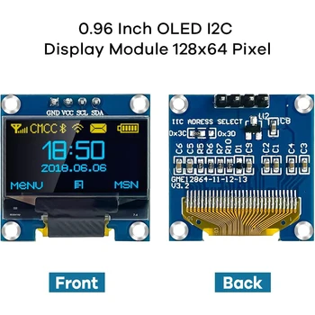 0,96 Zoll OLED-Display-Modul I2C IIC 128 x 64 SS - D - 1306 3,3 V-5 V Blau/Blau Gelb/Weiß für Arduino ESP32