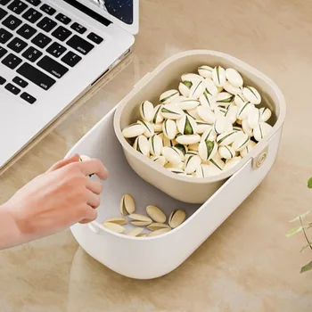 Doppelschichtiger Abflusskorb für Snacks, getrocknete Früchte, verdickter Obstteller für den Haushalt