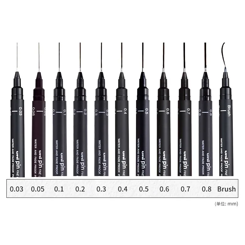 Uni Pin-200 Fineliner Zeichenstift, 3/6/12-teiliges Set – Bild 4