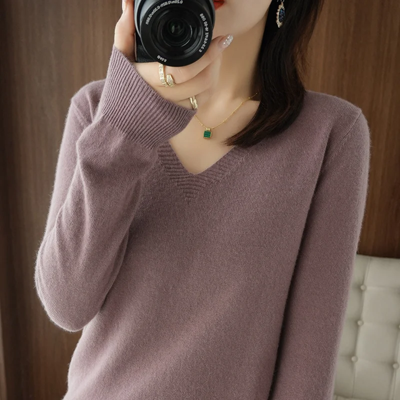 Neue Kaschmir frauen V-ausschnitt Pullover Spitze Neck – Bild 3
