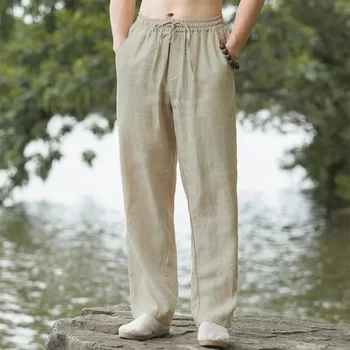 Männer Strand Hosen Jogger Streetwear Baumwolle Leinen Jogginghose Casual Hosen Hawaiian Urlaub Lose Sommer