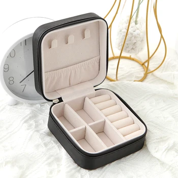 Einlagige Aufbewahrung sbox Damen Reise Leder Schmuck kästchen klassisch schwarz reinweiß Mode rosa