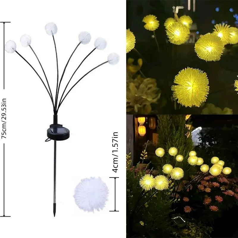 Solar-Löwenzahn-Lichter, 6 Köpfe, immer an/blinkende – Bild 6