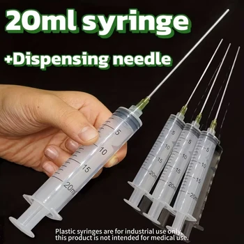3er-Pack 20-ml-Industriespritzen aus Kunststoff mit 4-Zoll-Stumpfnadeln mit Luer-Lock-Anschluss, geeignet