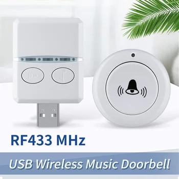 USB Drahtlose Türklingel DC 5 V RF433 MHz Fernbedienung Empfänger USB Smart Türklingel 30 Musik Für Home Bett