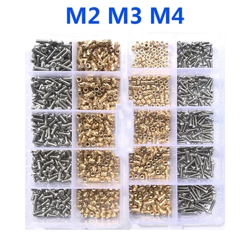 Messing-Einsatzmutter und Schrauben-Sortiment-Set, 260-500 Stück, M2, M3, M4, Hot-Melt-Einsatz, Rändelmutter