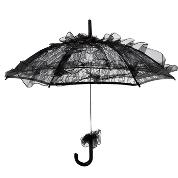 Spitze Sonnenschirm Hochzeit Spitze Regenschirm schwarze Farbe Spitze Regenschirm Sonnenschirm für Dame Frauen