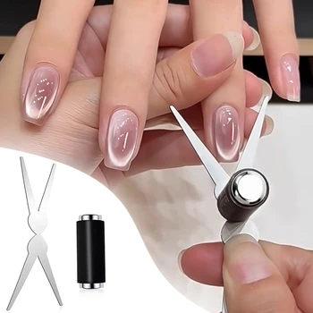 Doppelköpfiges französisches Nagelkunst-Magnet-Set, 3D starker Katzenaugen-Magnet für Nagelkunst-Gel-Lack, DIY