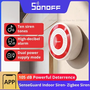 SONOFF SNZB-09P Zigbee SenseGuard Innensirene 105dB lauter Alarmton & rote Lichtwarnungen USB