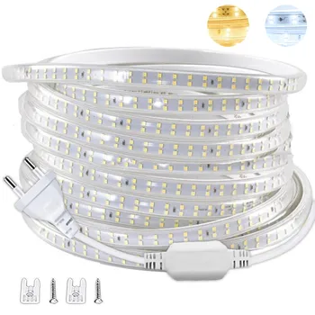 220 V LED-Streifen 1-30 m mit EU-Stecker, 2835, flexibles Bandlicht, wasserdichtes LED-Band für Zuhause