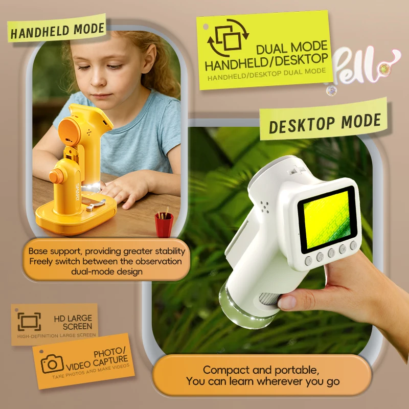 1600X Handmikroskop 2-Zoll-Bildschirm Kinder Lupe Objektiv – Bild 3