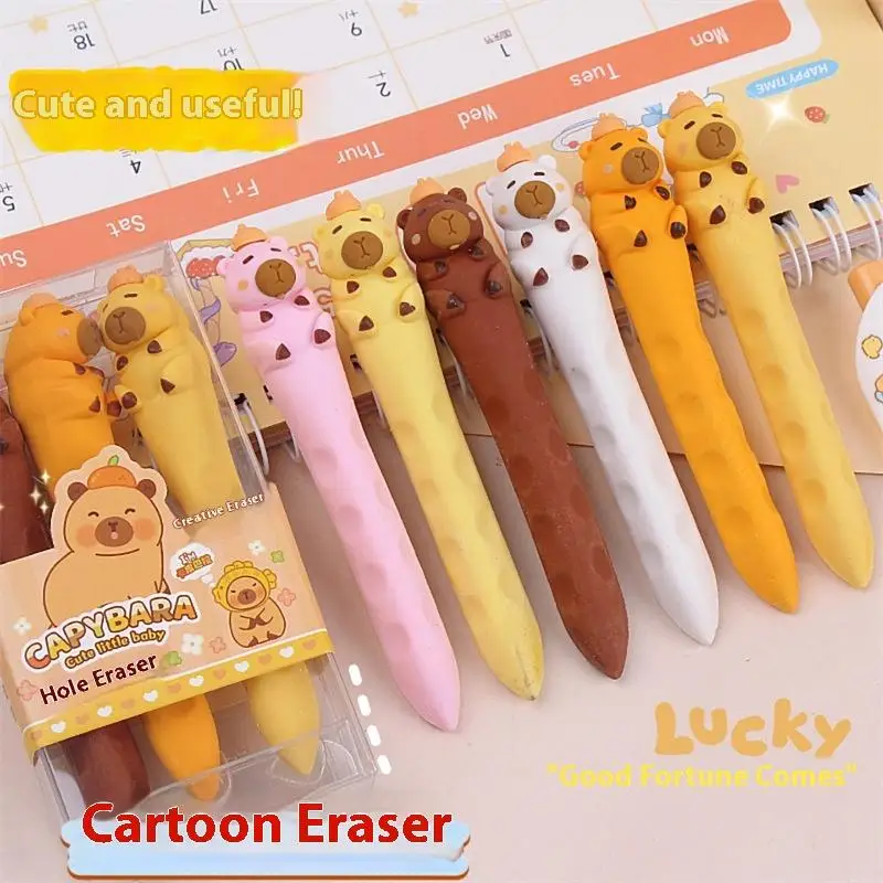 1Set Cartoon Nette Capybara Loch Gummi Langlebig Radiergummi – Bild 2