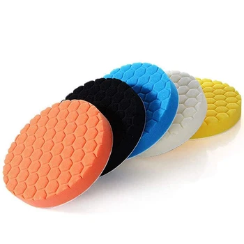 5er-Pack 3/4/5/6/7 Zoll Compound Polieren Polierpads Schneidschwammpads Kit für Autopolierer Selbstklebender