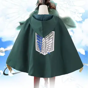 Anime Attack on Titan Cosplay Kostüme Riesiger Umhang mit Hut Shingeki No Kyojin Aufklärungstrupp Grüner