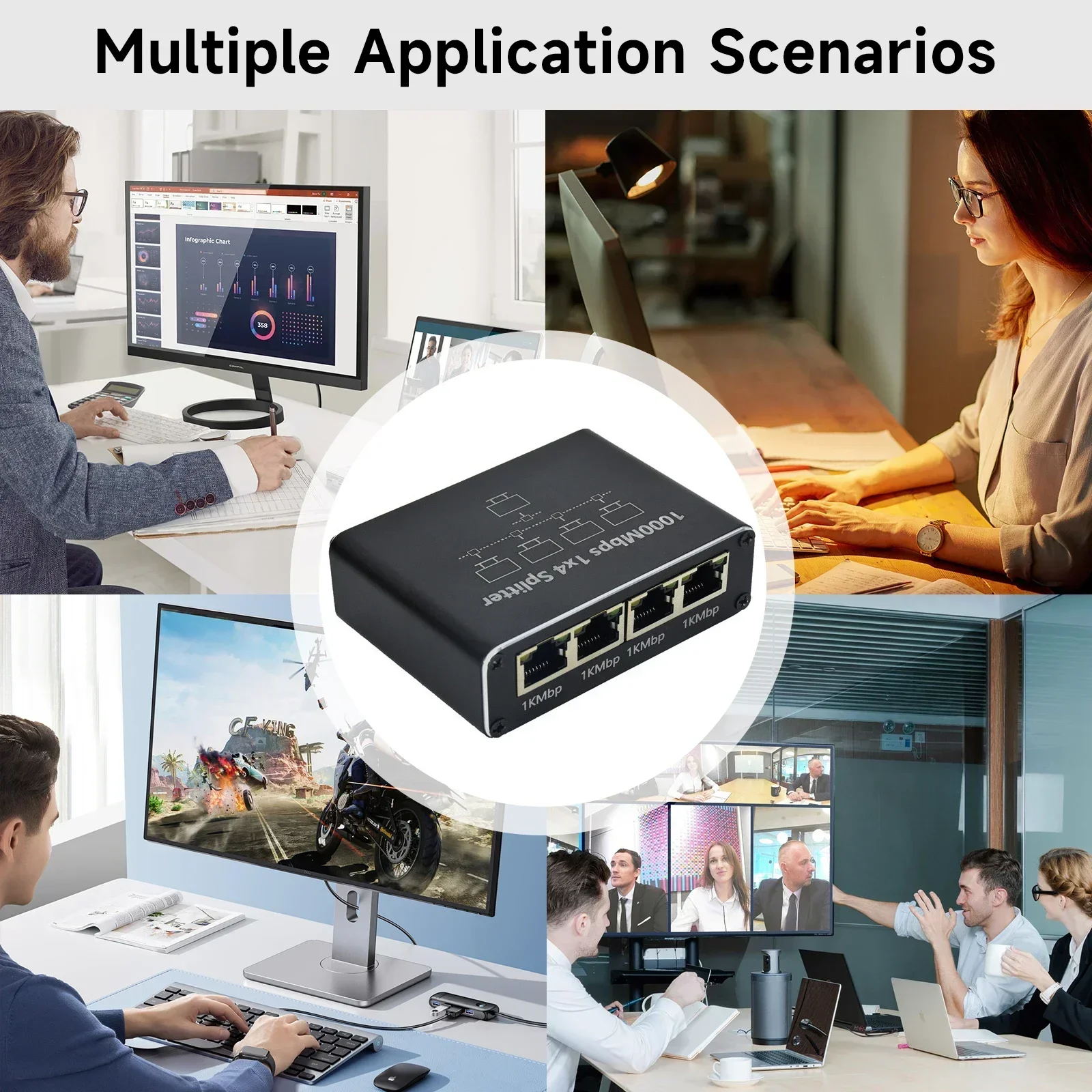 Gigabit Ethernet Switch Rj45 Splitter LAN Gigabit – Bild 6