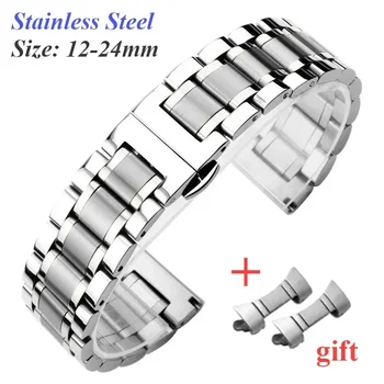 Edelstahl-Uhrenarmband für Longines-Armband mit gebogenem Ende, Metallarmband, 12, 13, 14, 15, 16, 17, 19, 21