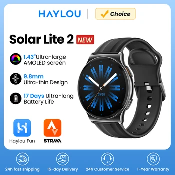 HAYLOU Solar Lite 2 Smartwatch, 1,43 Zoll AMOLED-Display, 24-Stunden-Gesundheitsüberwachung, über 150