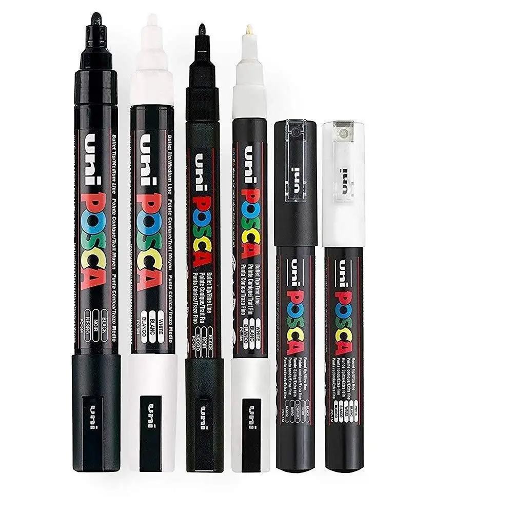 UNI POSCA Marker Pen, Weiß Schwarz Acryl Plumones Rotuladores – Bild 3