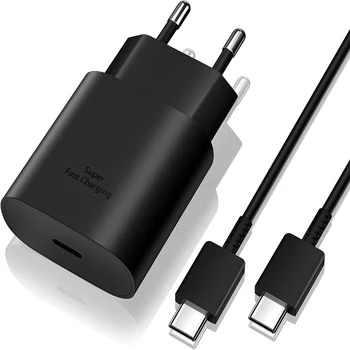 USB C 25 W Schnellladegerät mit USB C auf Typ C Schnellladekabel für Samsung Galaxy S25 24 S23 S22 S21 S20