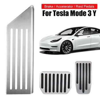 Tesla Modell 3Y Bremspedale Fußstütze Gaspedal Auto Pedal Gummi Pad Abdeckung Aluminium Legierung Innen Teile
