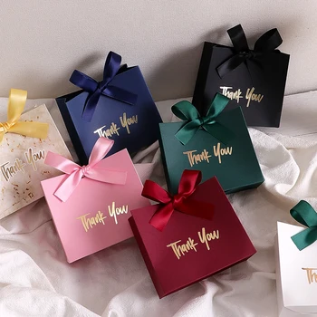 10 Mini-Geschenkboxen/Geschenktüten mit goldenem Band und „Danke“-Text-Design, in verschiedenen Farben