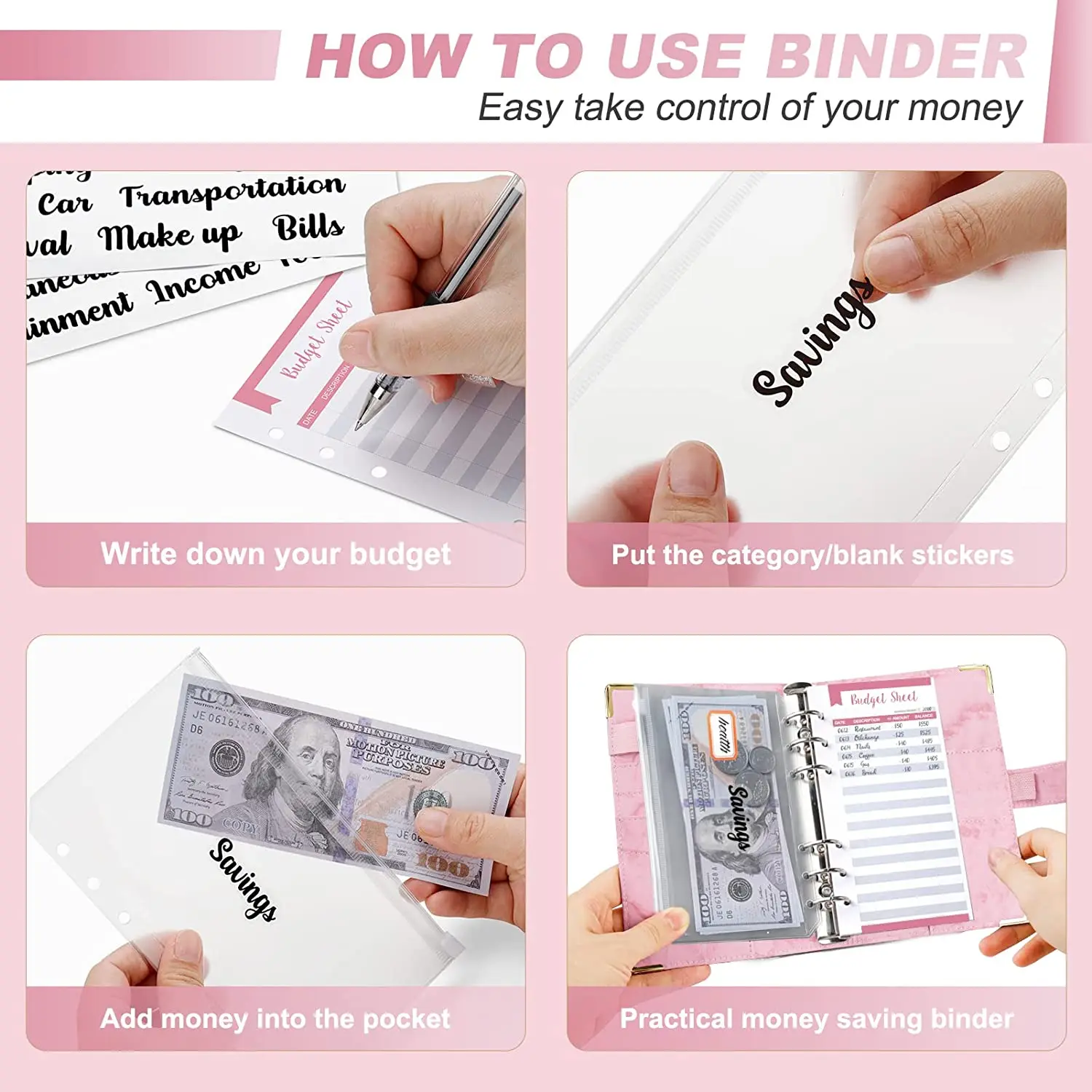 A6 Geldspar-Organizer, PU-Leder, Budget-Binder, Marmor – Bild 4