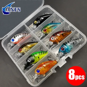 Kurbel Köder Minnow Angeln Locken Set Schwimmende Künstliche Köder Topwater Angeln Köder (8 Stück)
