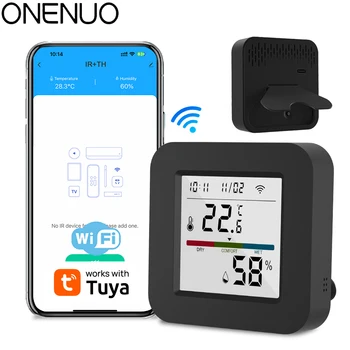 Tuya Smart Universal IR-Fernbedienung mit Temperatur-Feuchtigkeitssensor für Klimaanlage TV AC Funktioniert