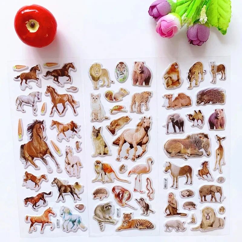 10 Blatt 3D-Puffy-Aufkleber, Tiere, große Aufkleber – Bild 6