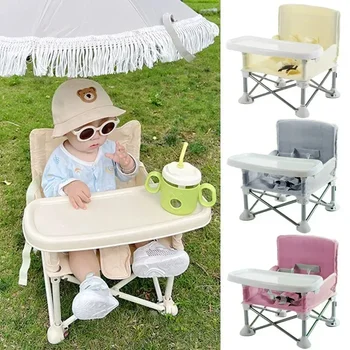 Baby-Fütterungs-Esszimmerstuhl, faltbar, tragbar, Babystuhl mit sicherem Gürtel, Aluminiumlegierung, Reisen