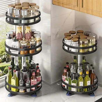 360 ° Rotation Gewürzregal Organizer Glas Dosen rutschfeste Ablage für Gewürze Küche Lagerregal Küchenzubehör