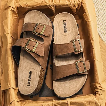 Herren Clogs Modische Schuhe Outdoor Klassische Kork-Sandalen mit Fußgewölbestütze Strand-Sandalen