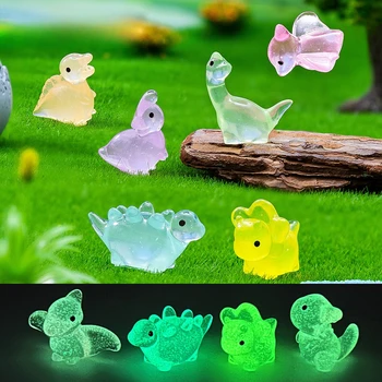 Kreative Glow in The Dark Dinosaurier Figuren Leuchtende Mini Harz Dinosaurier Spielzeug für Weihnachten Fee
