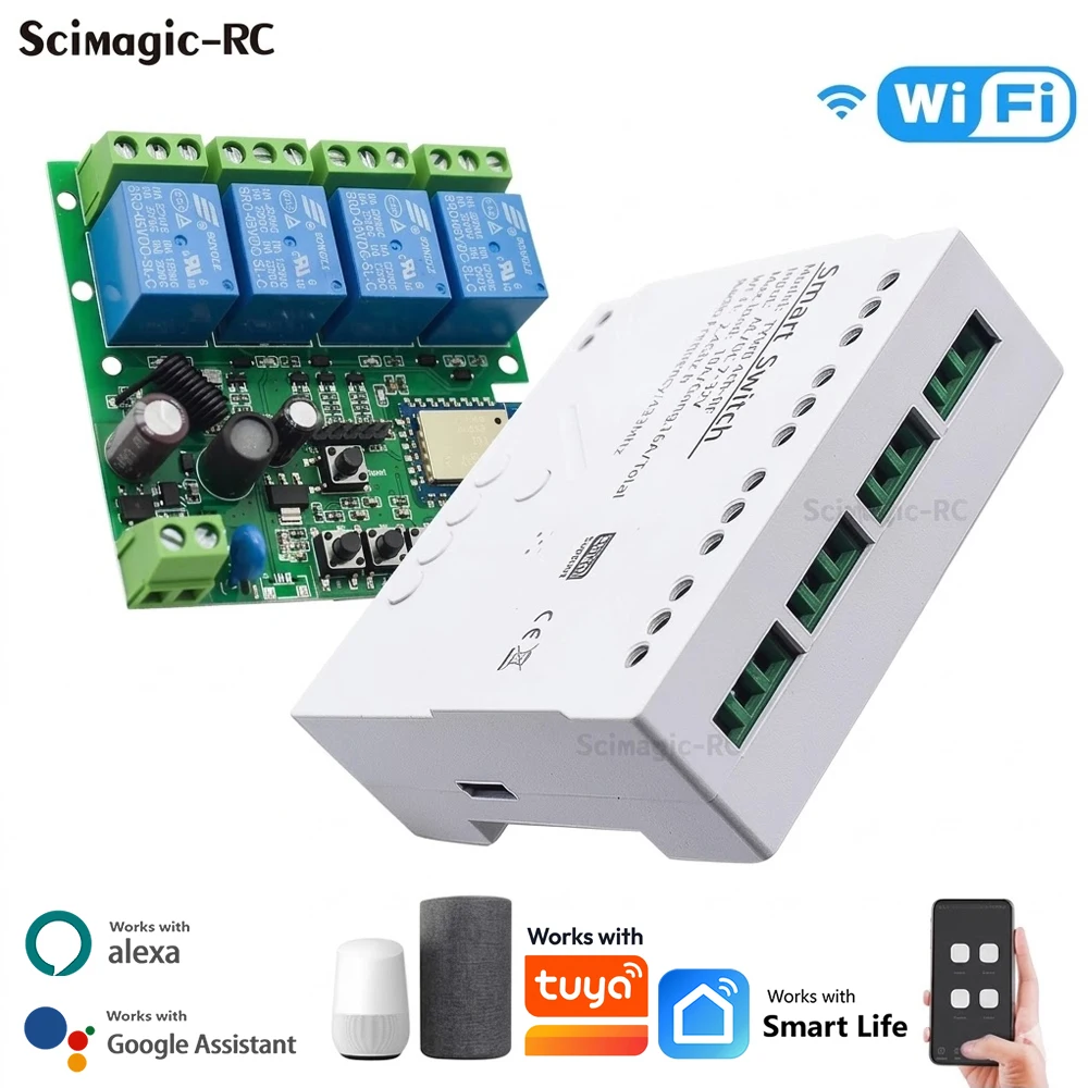 4-Kanal WLAN-Relais Smart Wireless Schaltmodul 4-Kanal 7-32V