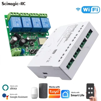 4-Kanal WLAN-Relais Smart Wireless Schaltmodul 4-Kanal 7-32V 85-250V 220V 110V 2200W RF433 4-Wege-Empfänger