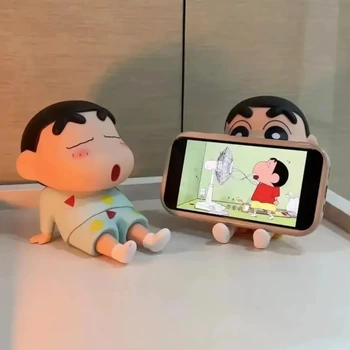 Crayon Shin-Chan Anime Figur Telefon Halter Kawaii Desktop Ornamente Telefon Unterstützung Mini GK Sammlung