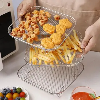 Neues, langlebiges, stapelbares Air Fryer Rack, antihaftbeschichtet, Edelstahl, Airfryer-Tablett, Grillkorb