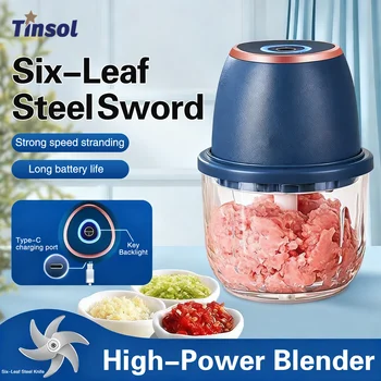 TINSOL 350ML Elektrischer Fleischwolf Lebensmittelzerkleinerer Knoblauchstampfer USB