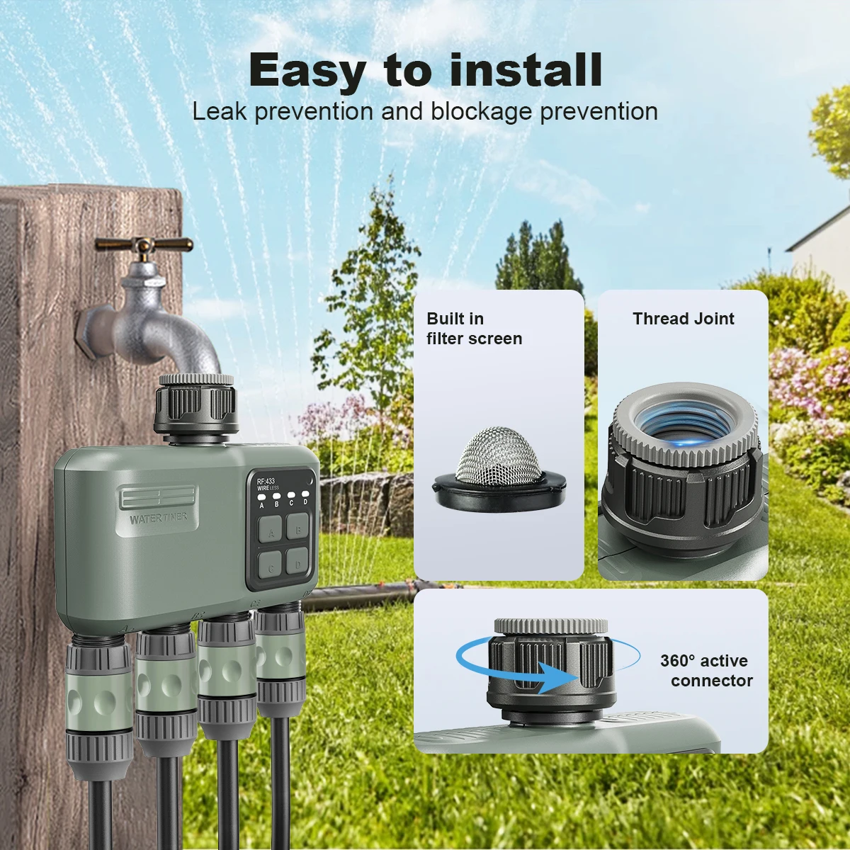 WLAN RF433 Smart Garten-Bewässerungstimer mit 4 Ausgängen – Bild 3